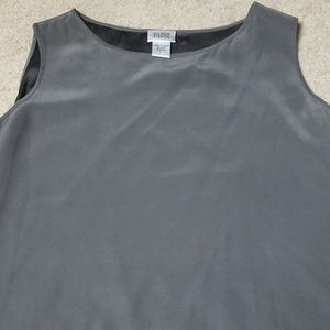 Eileen Fisher grey silk scoop neck shell